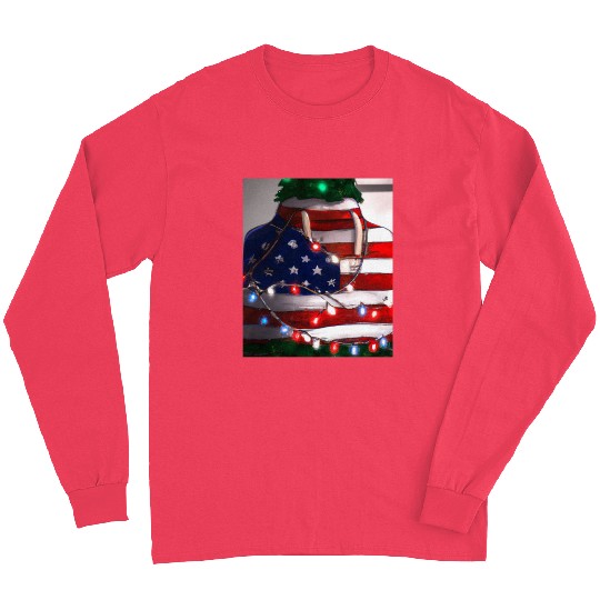Patriotic Christmas Christmas Tree US Flag Long Sleeves
