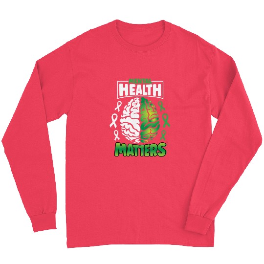 Mental Health Matters Spread Awareness Brain Long Sleeves