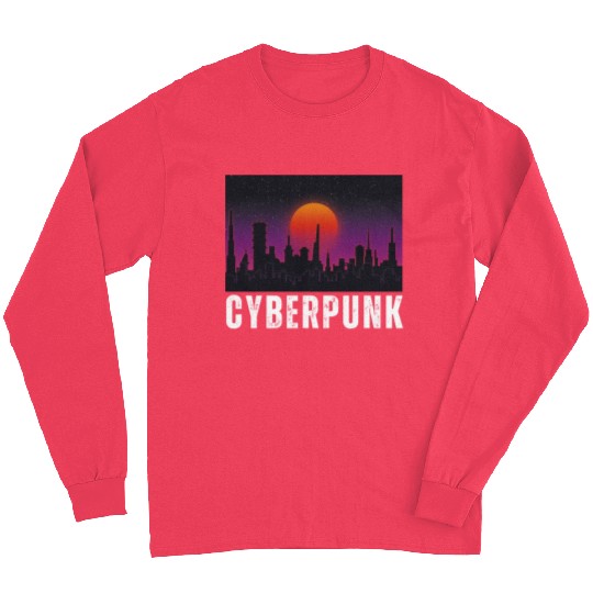 Cyberpunk City Skyline, Science Fiction / Sci-Fi. Long Sleeves