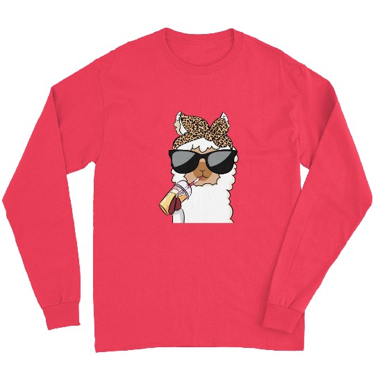 Llama Leopard Girls Women Alpaca Lover Long Sleeves