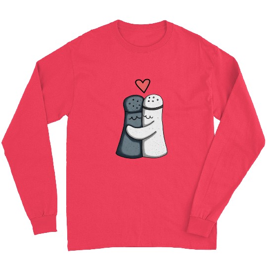 Salt and Pepper Hugging Love : Funny illustration Long Sleeves