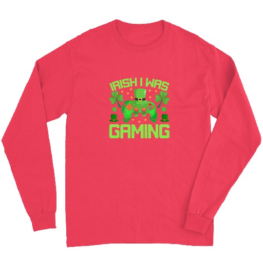 Irish I Was Gaming Funny St Patricks Day Gamer Boy Long Sleeves