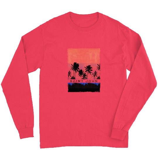 Saint John Caribbean Vacation Souvenir Beach Palm Long Sleeves