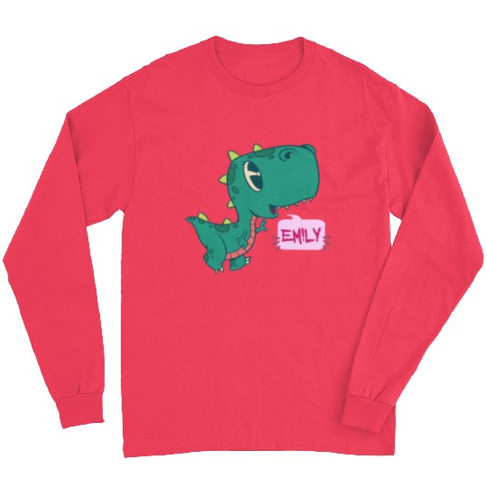 EMILY - Lovely girl name with cute dinosaur Long Sleeves