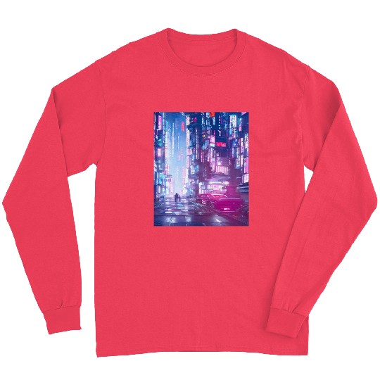 Cyberpunk Vaporwave Anime Japan Cyber synthwave Long Sleeves