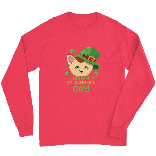 Kawaii Cat Happy Saint Patrick Day Long Sleeves