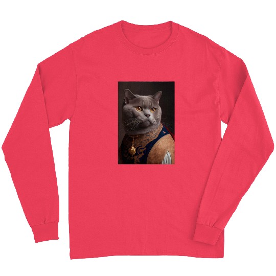 British Shorthair Cat Breed Portrait Royal Renaiss Long Sleeves
