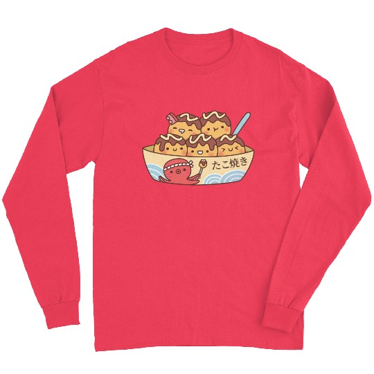 Kawaii Japanese Food Takoyaki Octopus Balls Long Sleeves