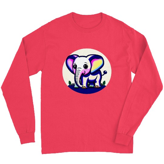 Little Elephant Cartoon - Cute Love Adventure 4 Long Sleeves