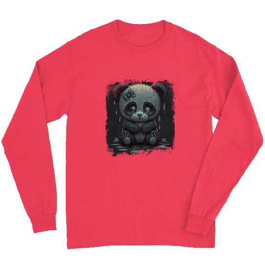 cute sad panda Long Sleeves