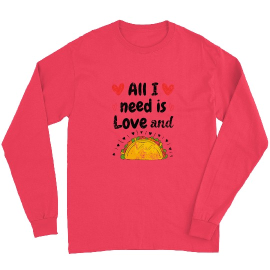 Vintage I Love Tacos Groovy Tacos Are My Valentine Long Sleeves