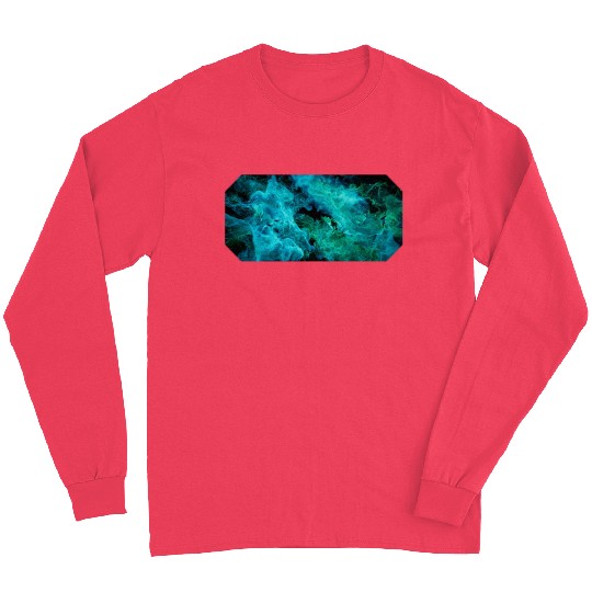 Bright 3D AZURE GREEN NEBULA Long Sleeves