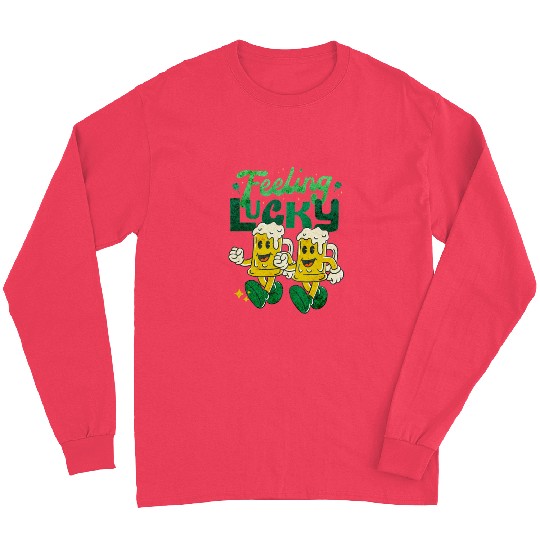 St Patrick's Day Feeling Lucky Retro Vintage Beer Long Sleeves