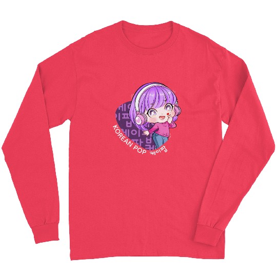 Korean Pop Chibi Finger Heart Anime Girl Kpop Kdra Long Sleeves