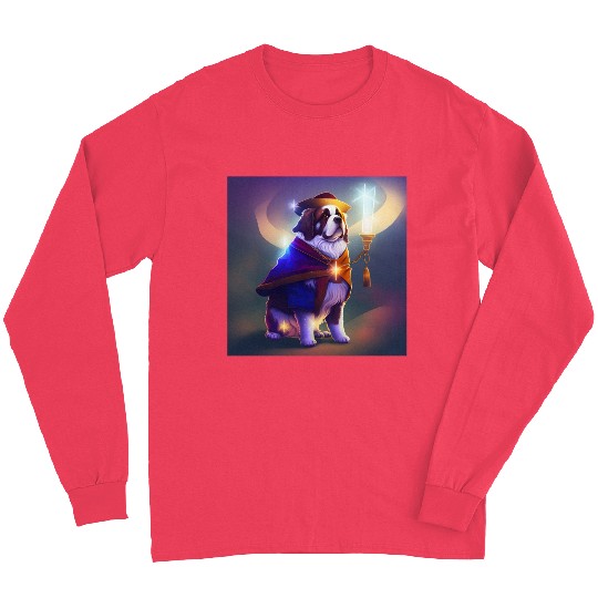 Saint Bernard Dog as a Wizard Long Sleeves