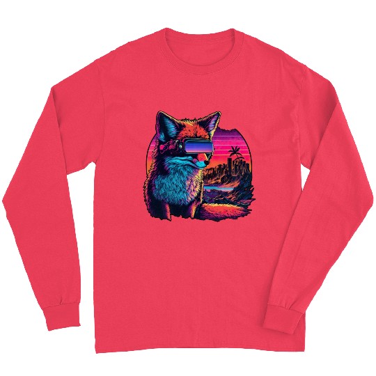 Retro Futuristic Synthwave Fox Long Sleeves