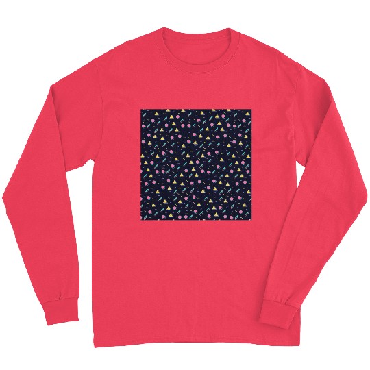 90s Navy + CMYK Bus Seat Retro Geometric Pattern Long Sleeves