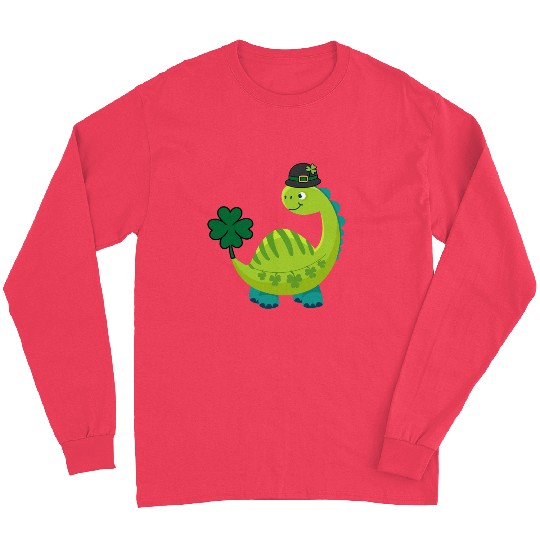 Kids St Patricks Day Boys Girls Kids Brontosaurus Long Sleeves