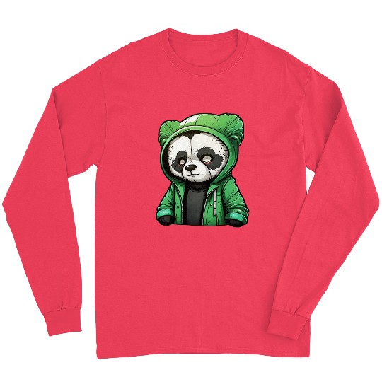 The panda in the green Long Sleeves