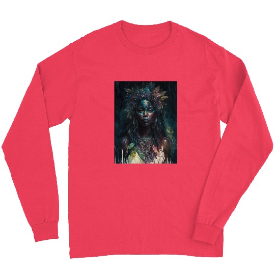 Black Nature Goddess - African American, Woodland Long Sleeves