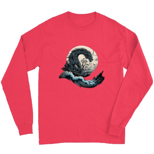 Great waves dragon japan. Long Sleeves