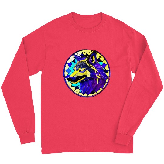 Moonlit Majesty The Art of Stained Glass Wolves Long Sleeves