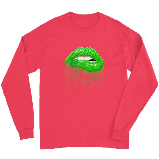 Lips Sexy Green Cool Irish Shamrock St Patricks Dy Long Sleeves