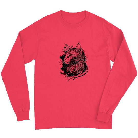Cute Space Cat In Tattoo Style Long Sleeves