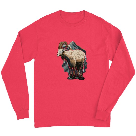a mountain goat lives in the mountains Long Sleeves