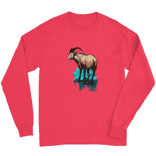 a mountain goat lives in the mountains Long Sleeves