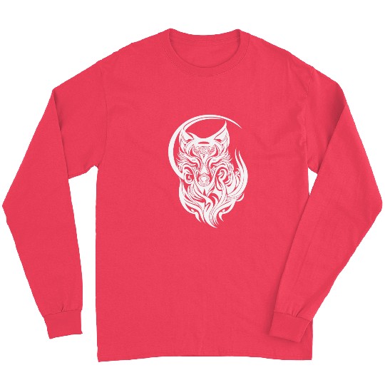 Vintage Wolf Portrait T Tattoo Style Long Sleeves