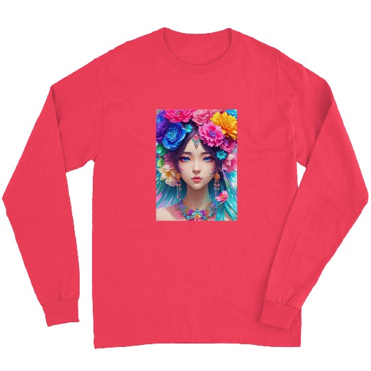 Spring Girl with a bouqet of flowers garland #10 Long Sleeves