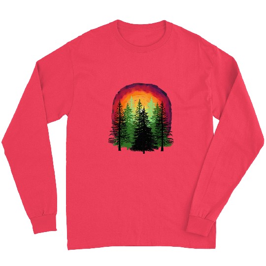 Forest sunrise sunset nature trees Long Sleeves
