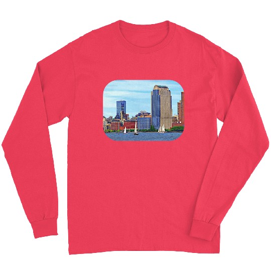 Manhattan NY - Boats By Manhattan Skyline Long Sleeves