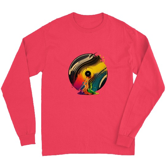 Coolest Retro Vinyl Melted Record Music Splash Art Long Sleeves