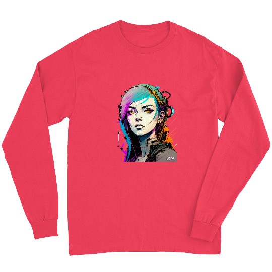 A Digital Diva Stunning Cyberpunk Beautiful Girl Long Sleeves