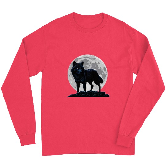 Wolf howling at the moon graphic Long Sleeves