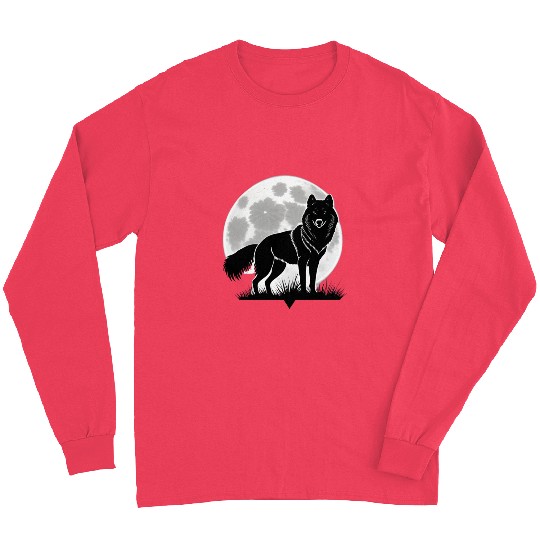 Wolf howling at the moon graphic Long Sleeves