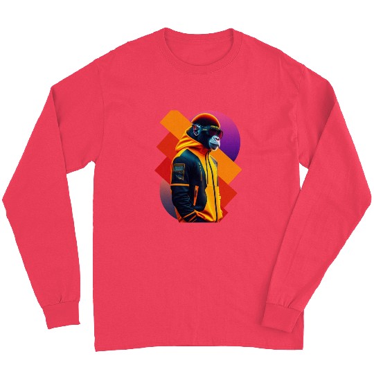 Tech-Savvy Ape: Evolved Primate in Sunglasses Long Sleeves