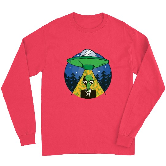 Alien Money Investing Money Lover Space Abduction Long Sleeves
