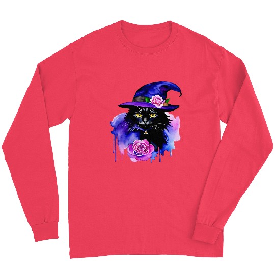 Watercolor Cat Halloween Sublimation Long Sleeves