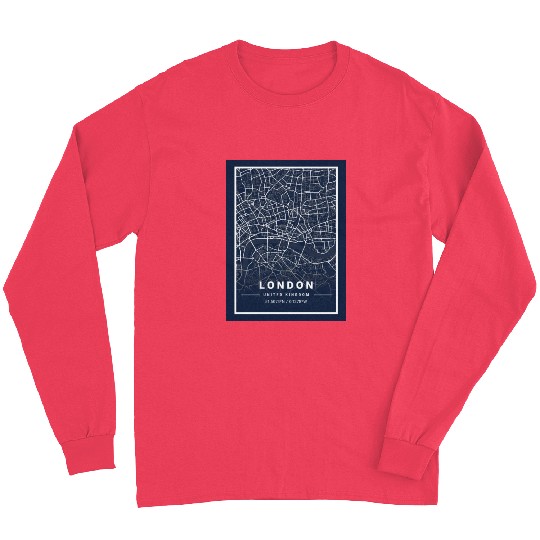 London Light City Map Blueprint design Long Sleeves