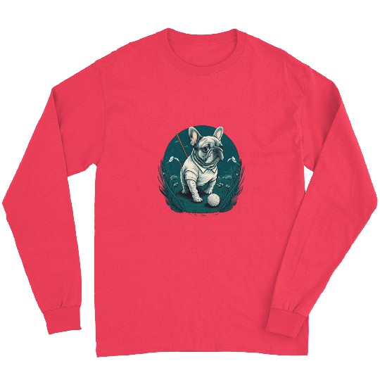 French Bulldog | Golf Sport Player Cute Frenchie Long Sleeves