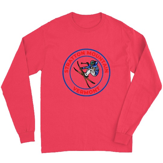 Retro Skiing Stratton Mountain Vermont Souvenir Long Sleeves