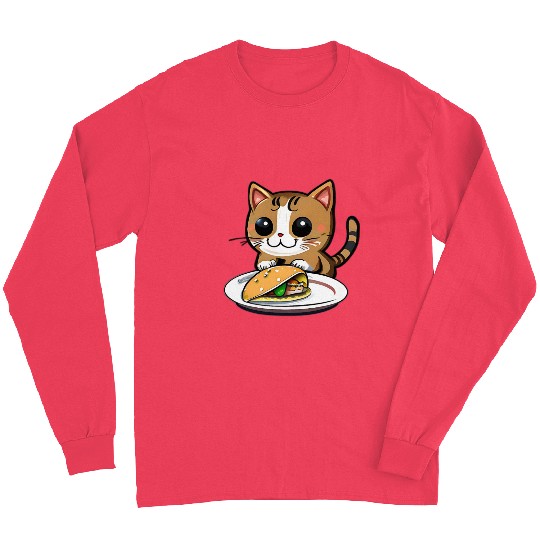 Cute Cat and Taco: A Playful Combination for Your Long Sleeves