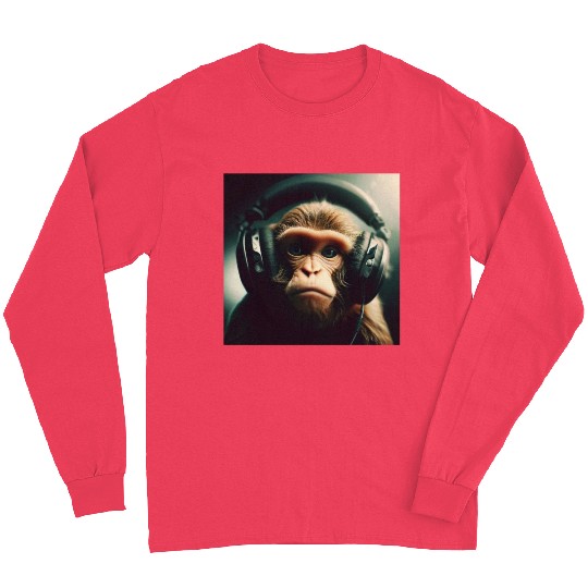 monkey wear headphones Long Sleeves