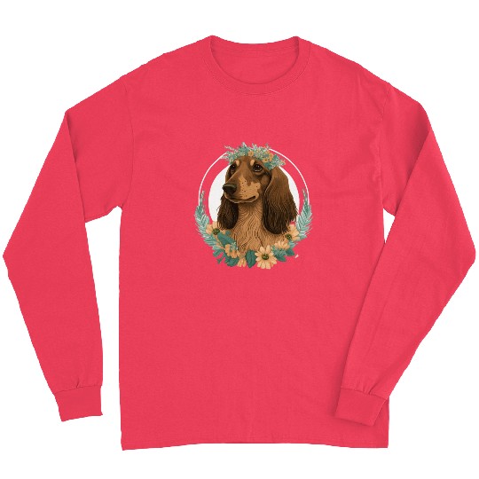 Cute Dachshund Flower Crown Pet Dog Breed Floral P Long Sleeves