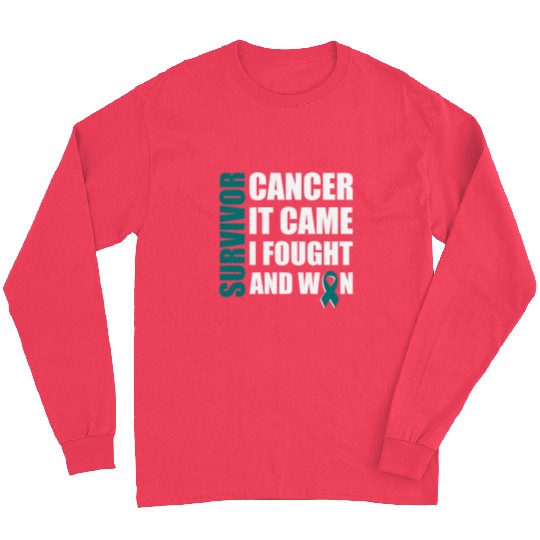 Ovarian Cancer Fight Cancer Ribbon Long Sleeves