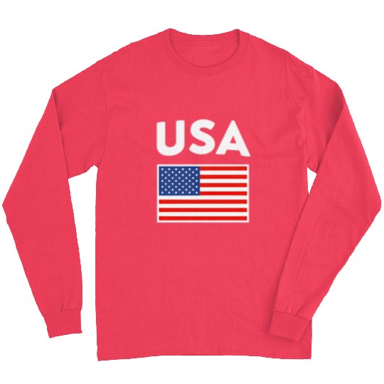 Usa Flag United States Blue Red And White Long Sleeves