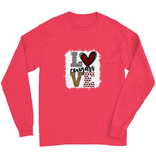 Cougars Mascot Love School Spirit Fantastic Long Sleeves